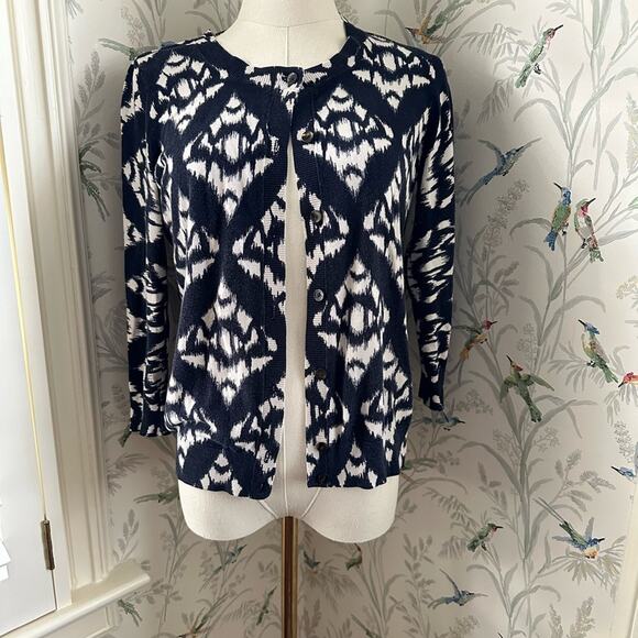 Talbots Sweaters - Talbots women’s navy and white pattern cardigan size S